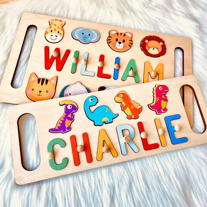 Personalized Wooden Baby Name Puzzle with Handle