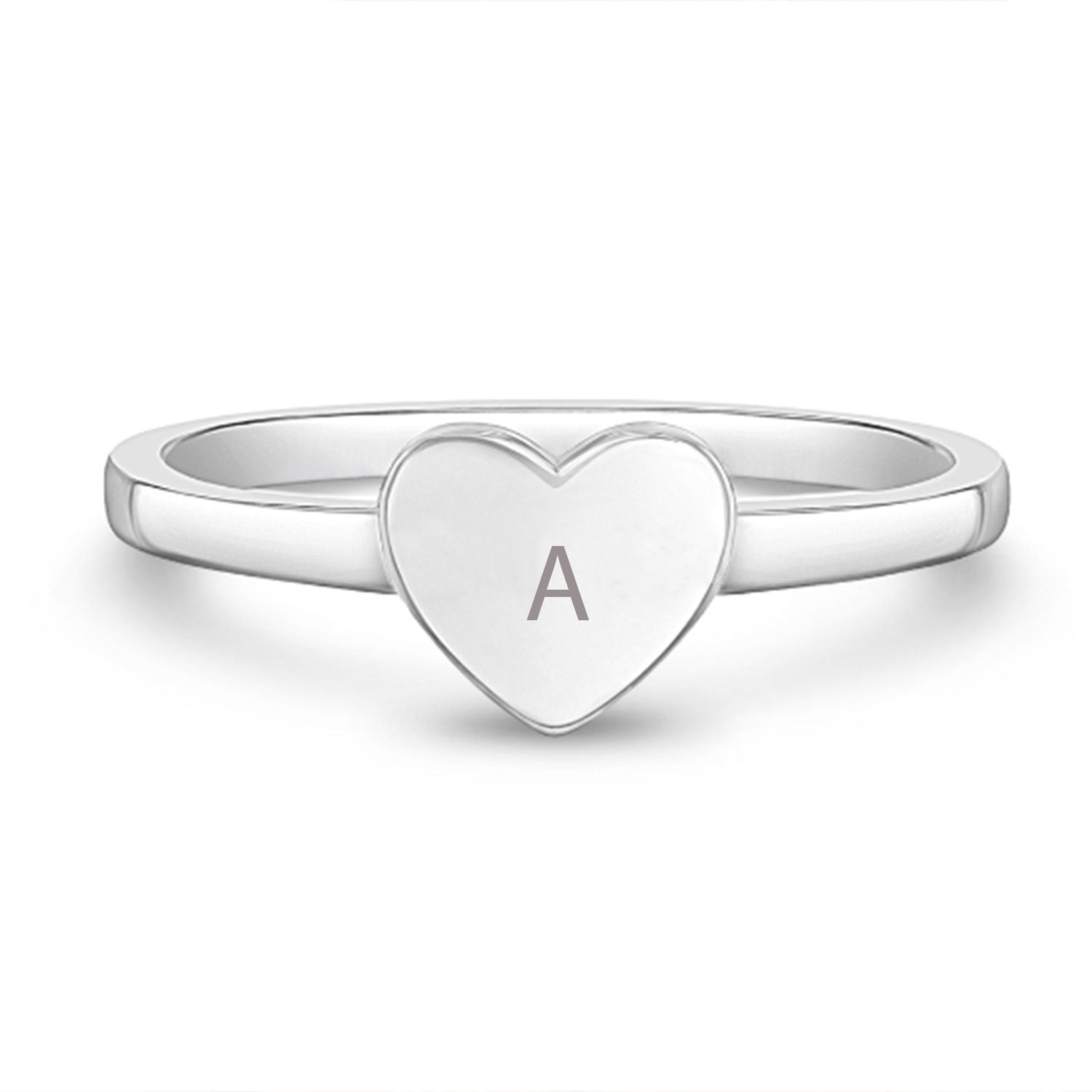 Monogram Heart Personalized Initial Girls Ring