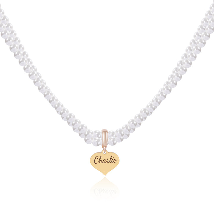 Engravable Double Strand Pearl Necklace for Girls