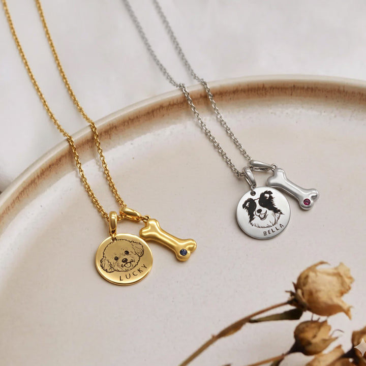 Personalized Pet Photo Name & Birthstone Necklace