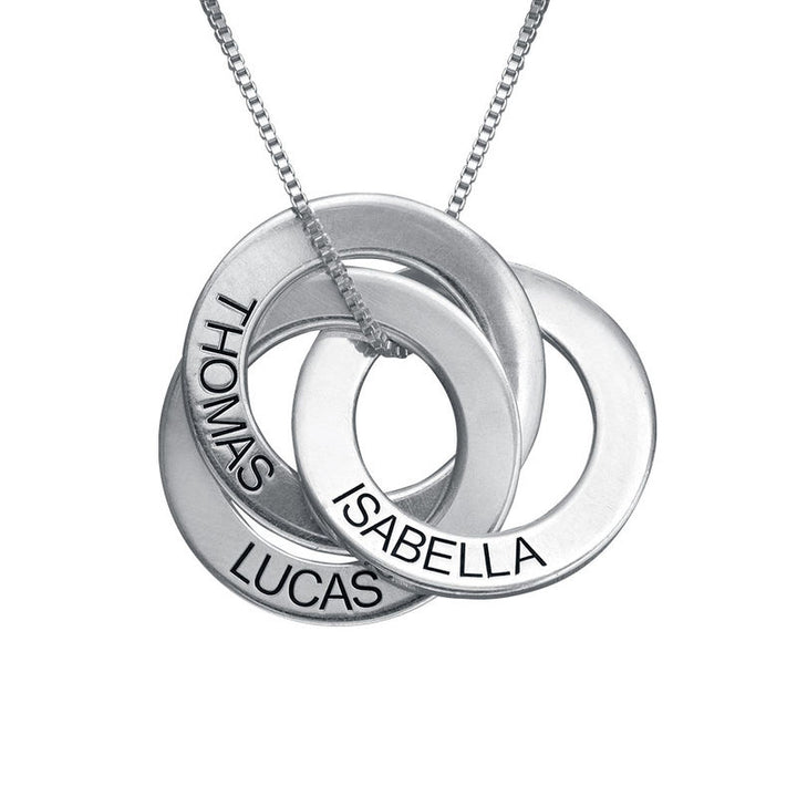 Sterling Silver Engraved Name Russian Ring Necklace