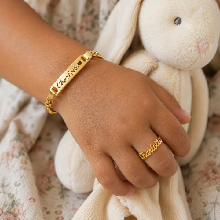 Personalized Baby Name Bracelet & Ring Set