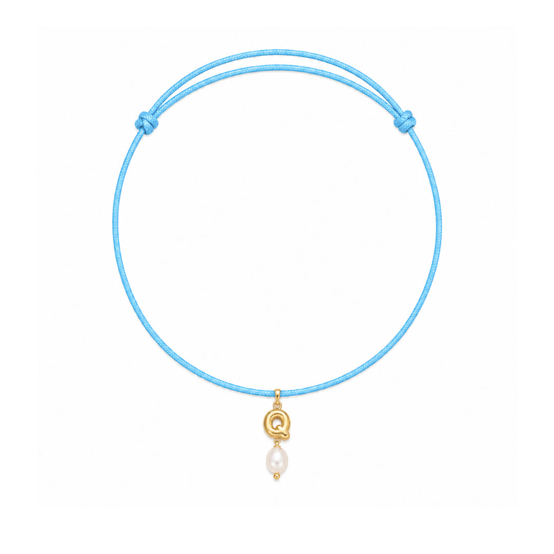 Personalized Girls Initial Necklace with Natural Pearl Pendant