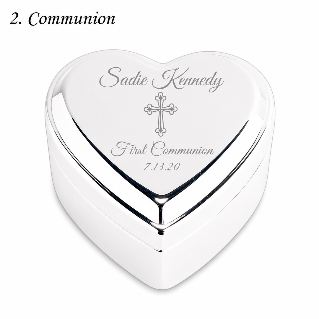 Personalized Baby Baptism or Christening Heart Jewelry Box