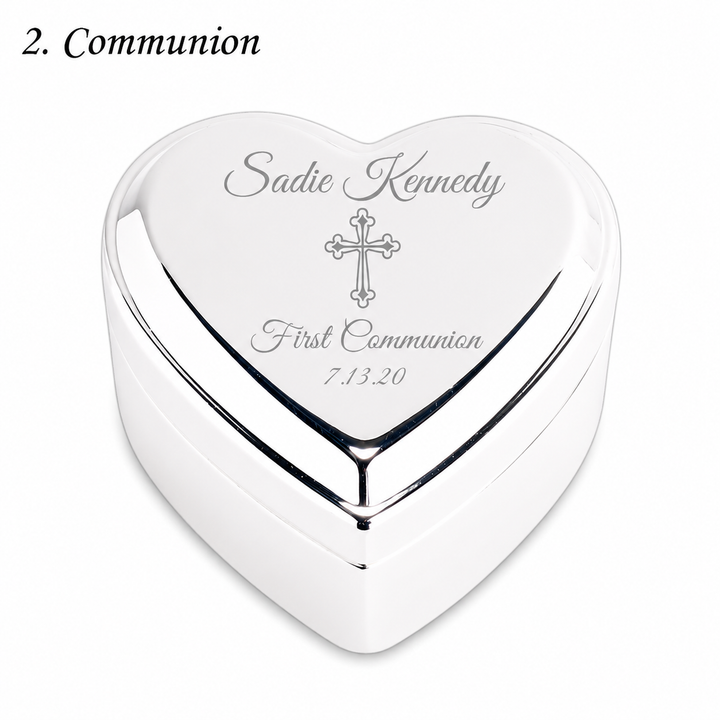 Personalized Baby Baptism or Christening Heart Jewelry Box