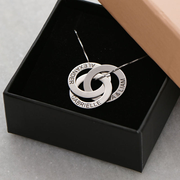 Sterling Silver Engraved Name Russian Ring Necklace