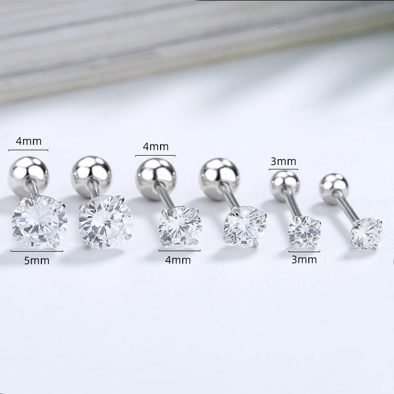 Classic Setting CZ Sterling Silver Girls' Stud Earrings