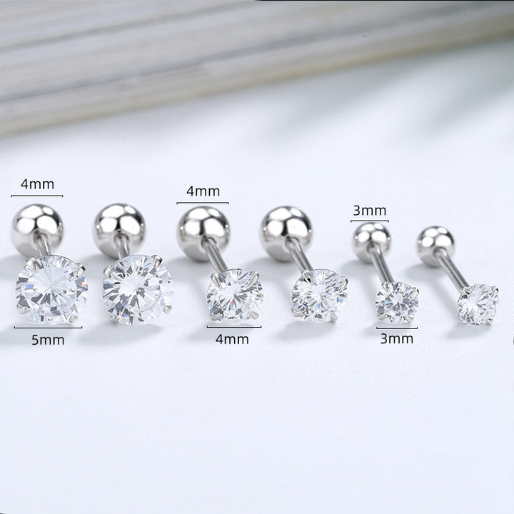 Classic Setting CZ Sterling Silver Girls' Stud Earrings