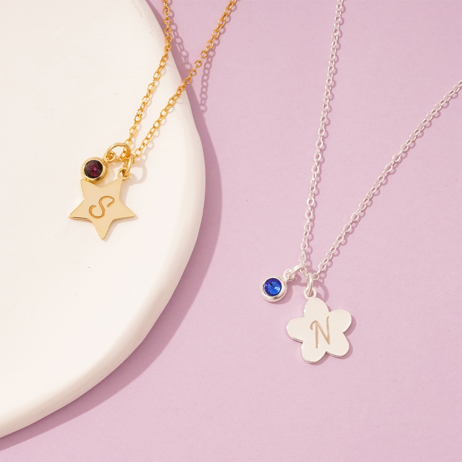 Initial and Birthstone Children's Necklace