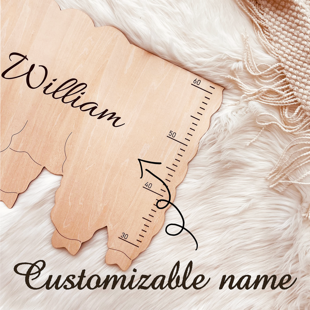Personalized Name Wooden Growth Chart - Alpaca