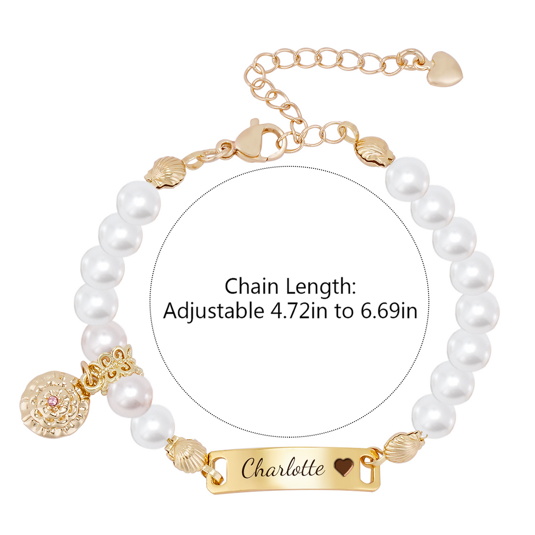Personalisiertes Perlenarmband mit Babynamen und Geburtsblume