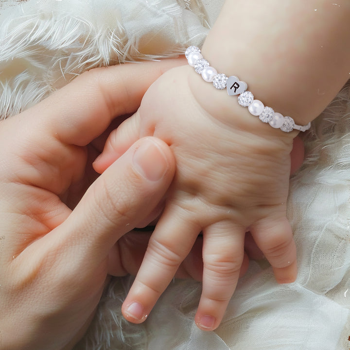 Mädchen-Armband mit Kristallperlen und Initialen 