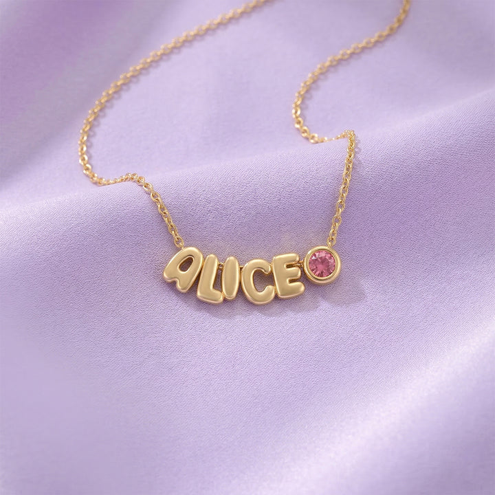 Custom Cute Letter Necklace for Kids with Birthstone or Charm