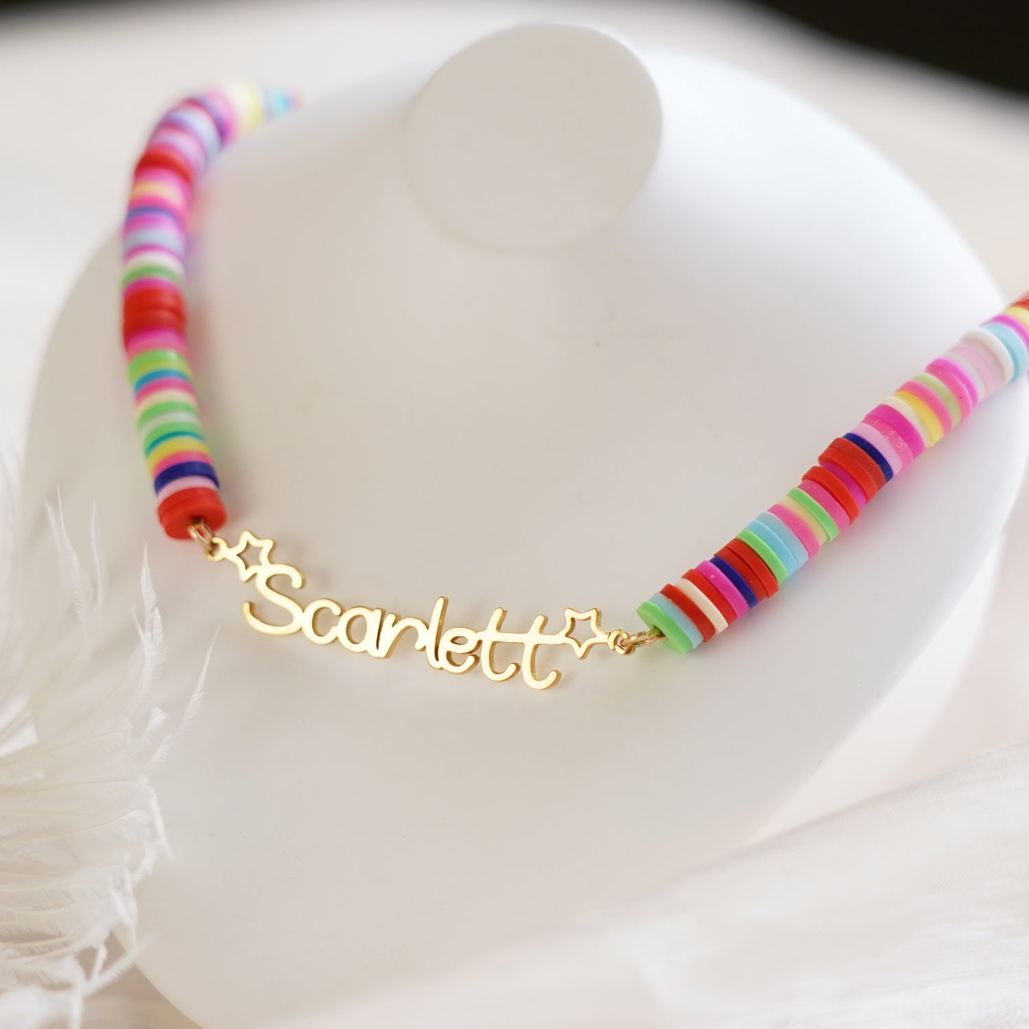 Customized Name Children's Colored Clay Necklace