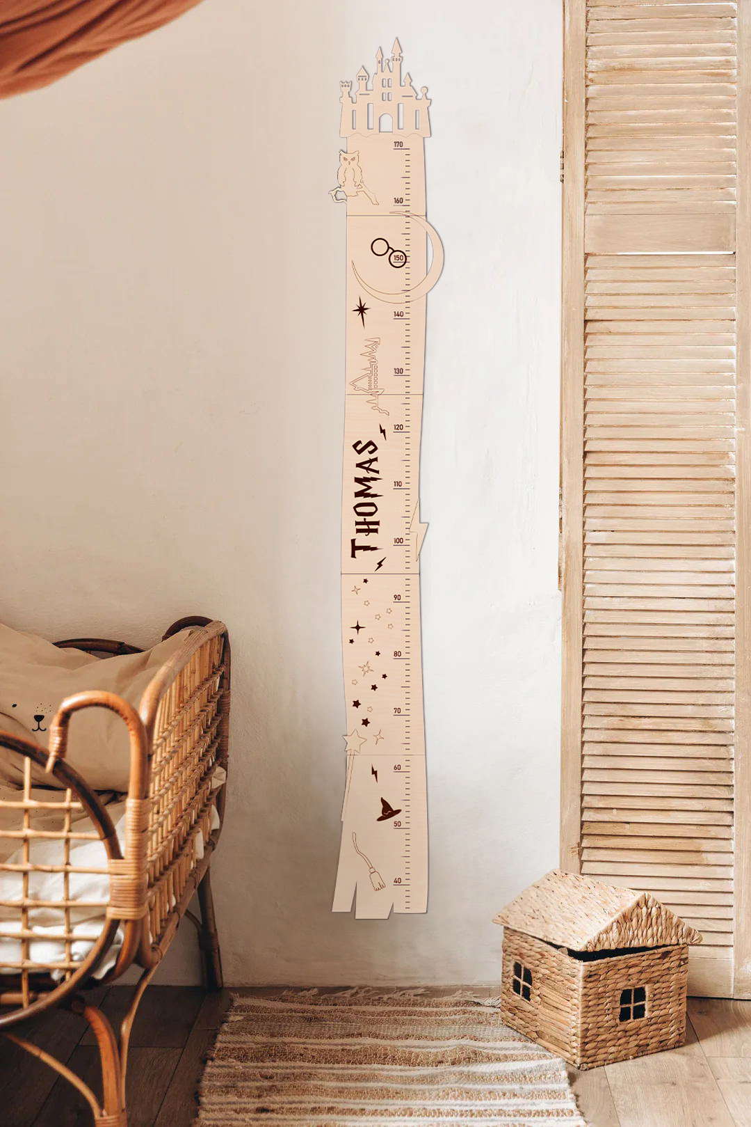 Personalized Wooden Kids Growth Ruler - Castle
