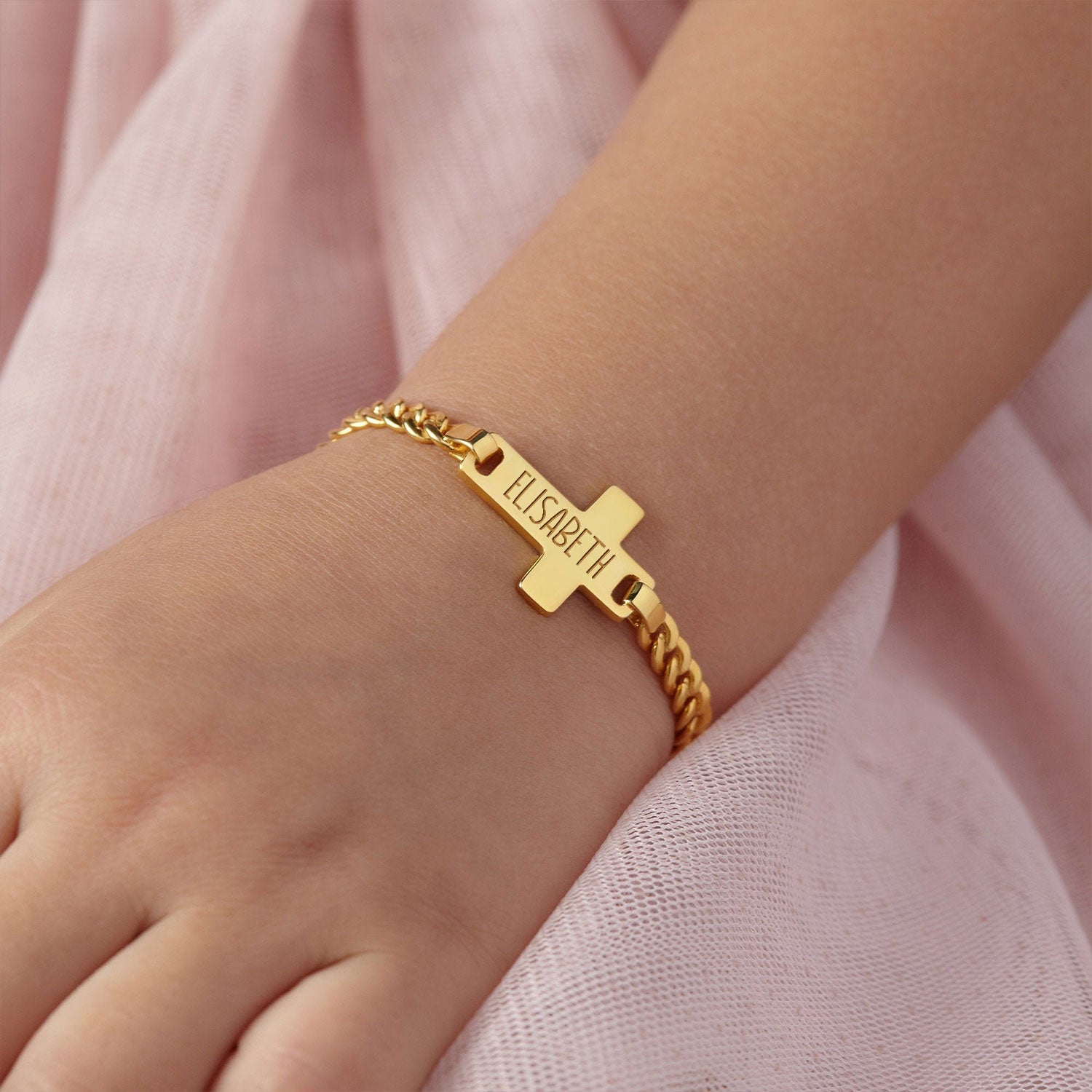 Personalized Children's Name Cross Bracelet