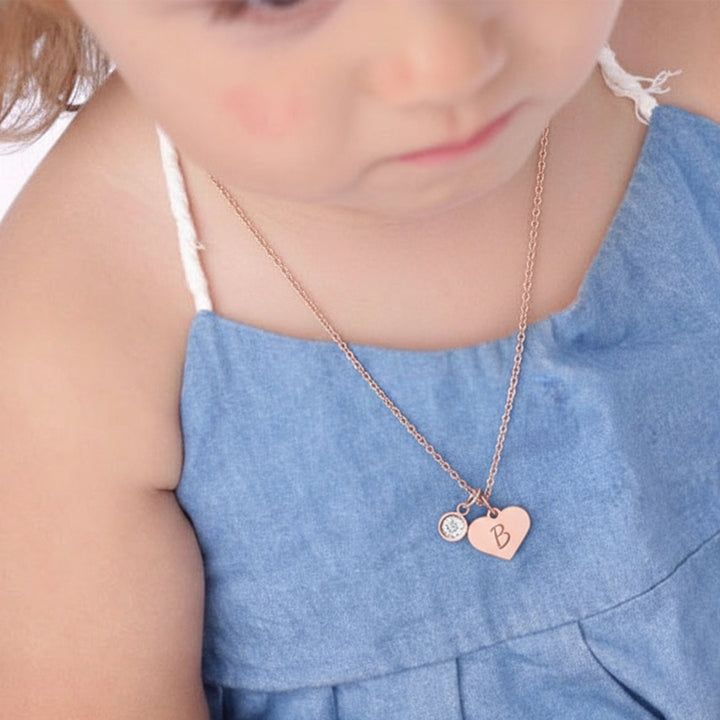 Initial and Birthstone Children's Necklace