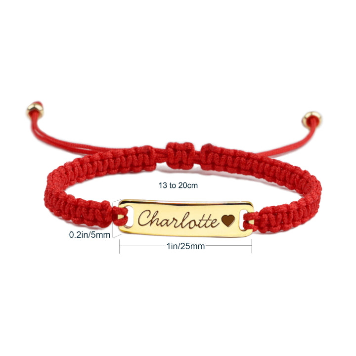 Personalized Handmade Braided Cord Child ID Bracelet