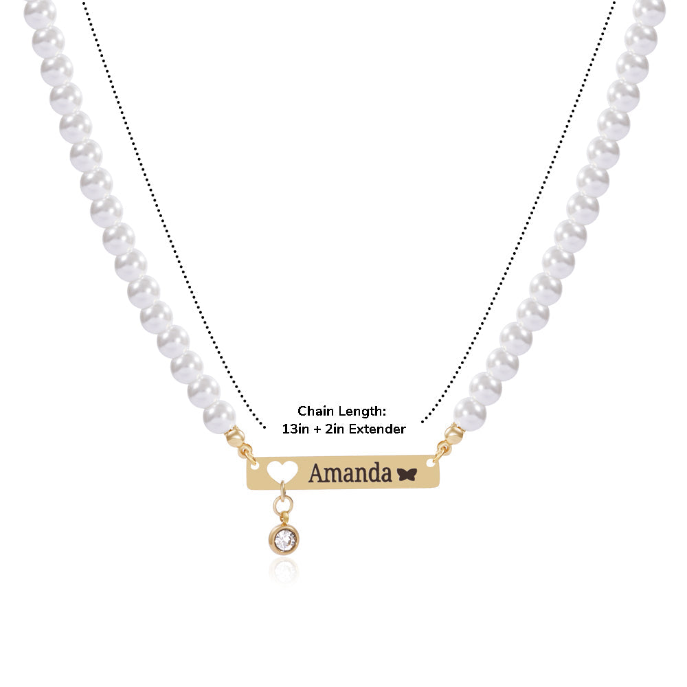 Personalized Baby Name and Birthstone Pearl Bracelet