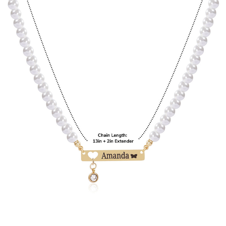 Personalized Baby Name and Birthstone Pearl Bracelet
