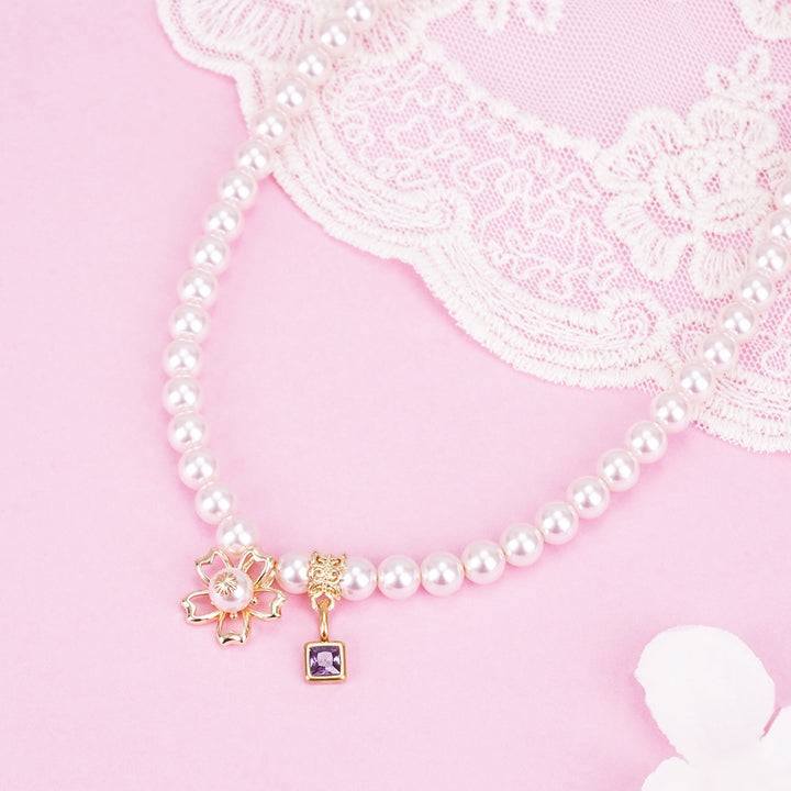 Sakura Charms Personalized Birthstone Girl's Pink Pearl Necklace