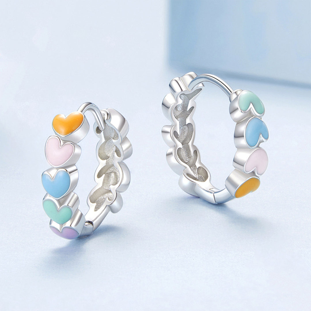 Girls Dreamy Pastel Heart Huggie Hoops