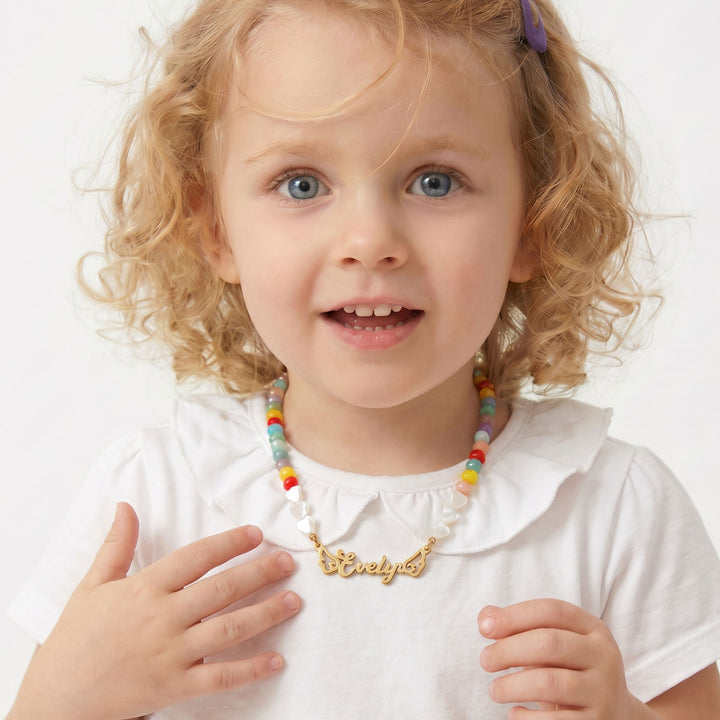 Personalized Girl Name Necklace with Angel Wings