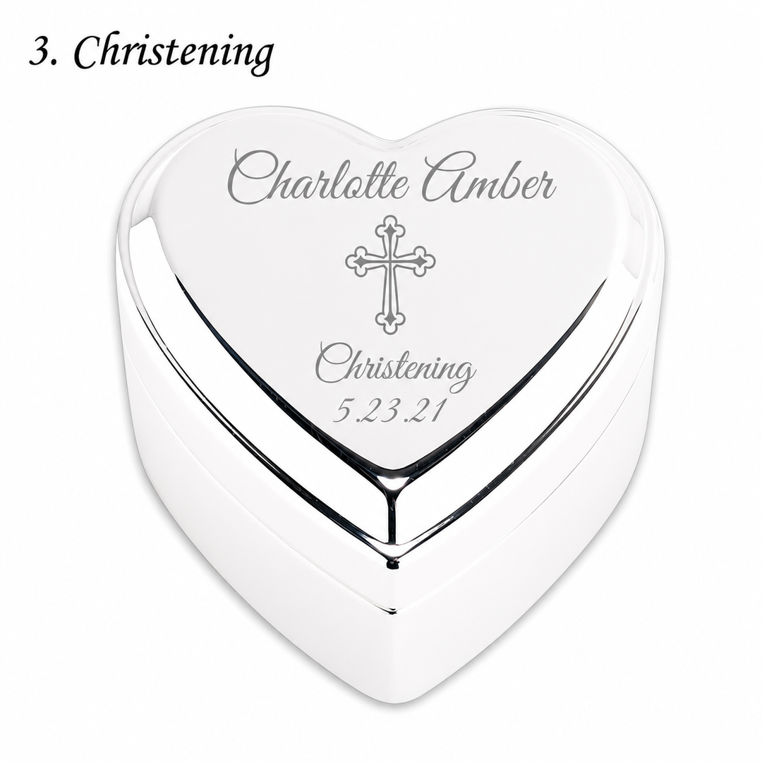 Personalized Baby Baptism or Christening Heart Jewelry Box