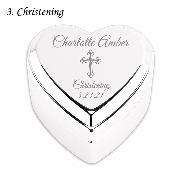 Personalized Baby Baptism or Christening Heart Jewelry Box