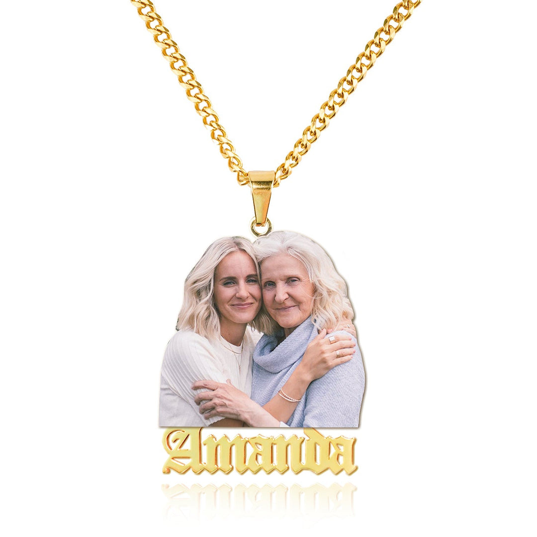 Personalized Color Photo and Name Locket Necklace