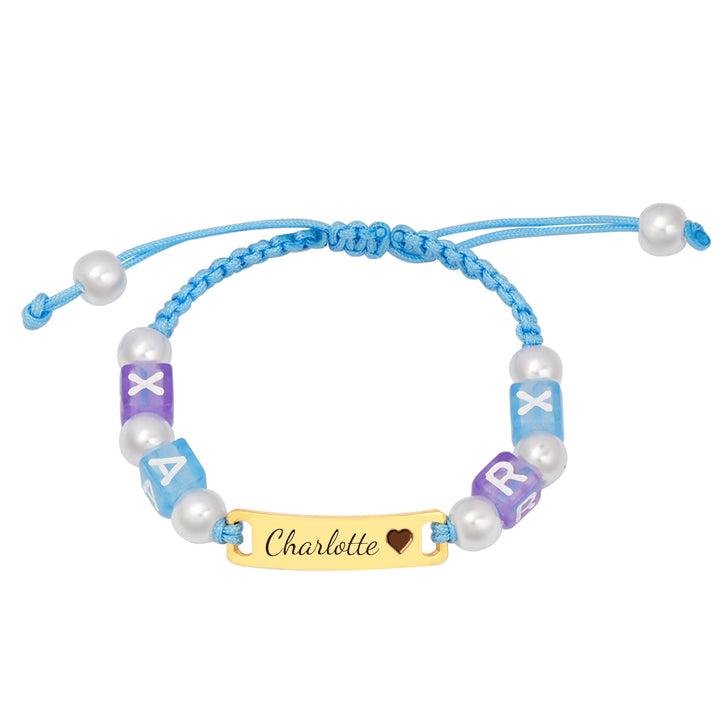 Handcrafted Blue Cord Personalized Name and Letter Beads Bracelet