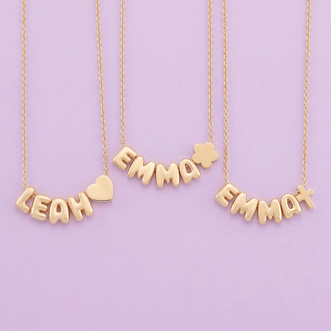 Custom Cute Letter Necklace for Kids with Birthstone or Charm