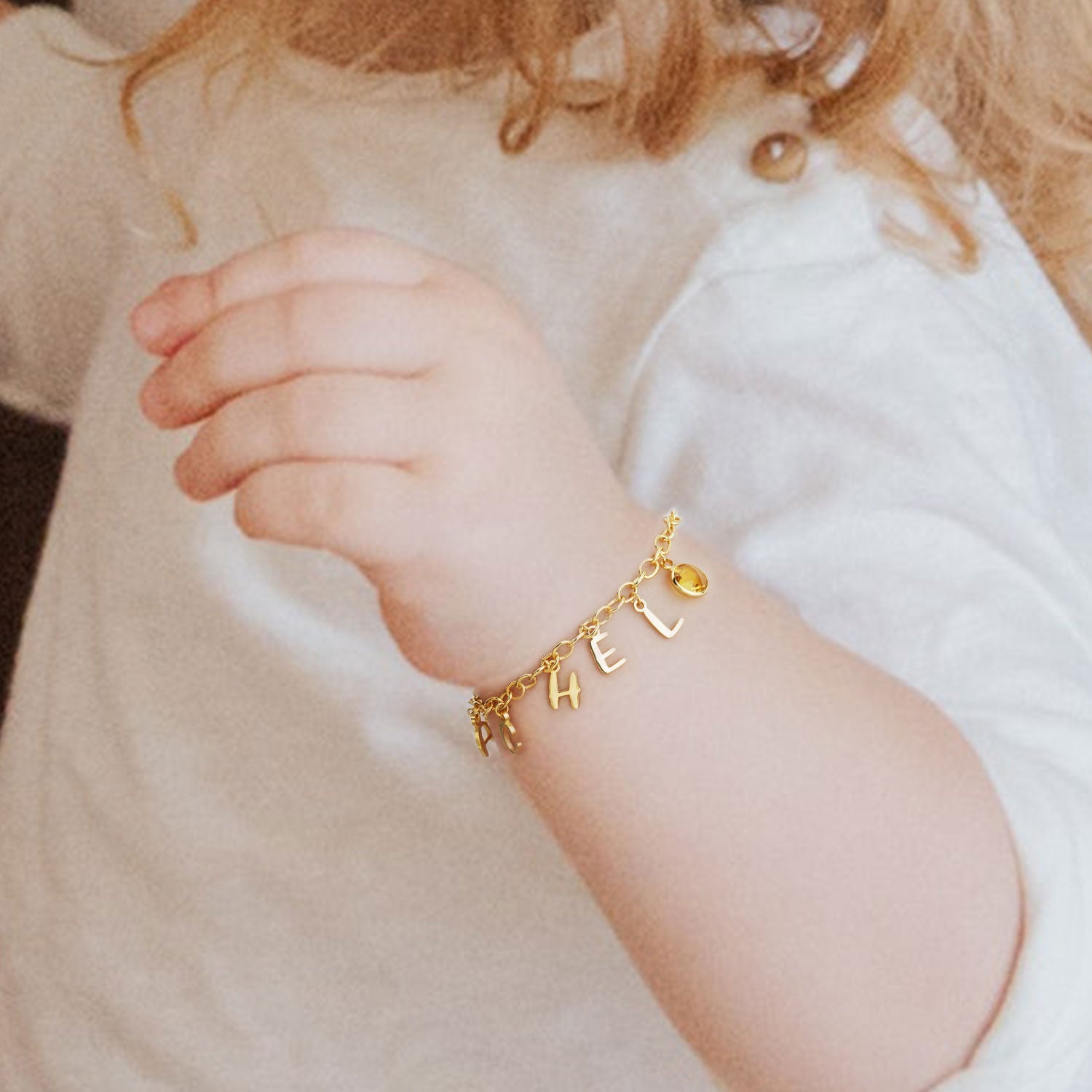 Kids Alphabet Birthstone Charm Bracelet