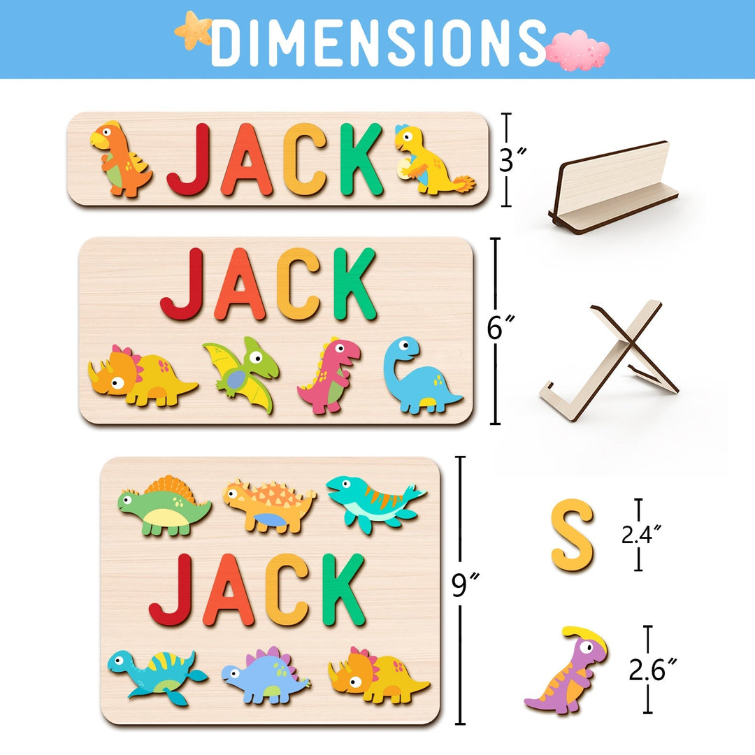 Personalized Wooden Baby Name Puzzle - Dinosaurs