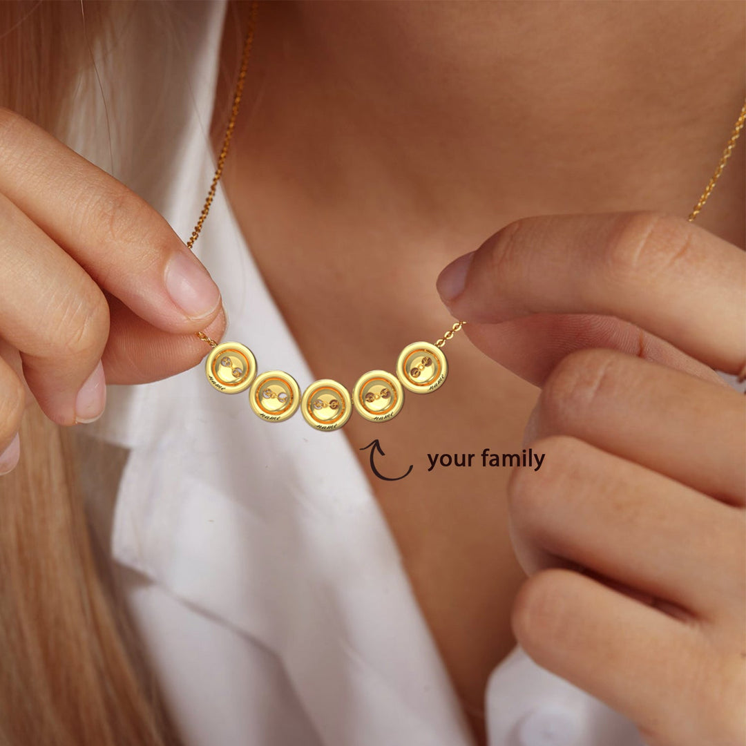 Personalized Family Circle Button Name Necklace