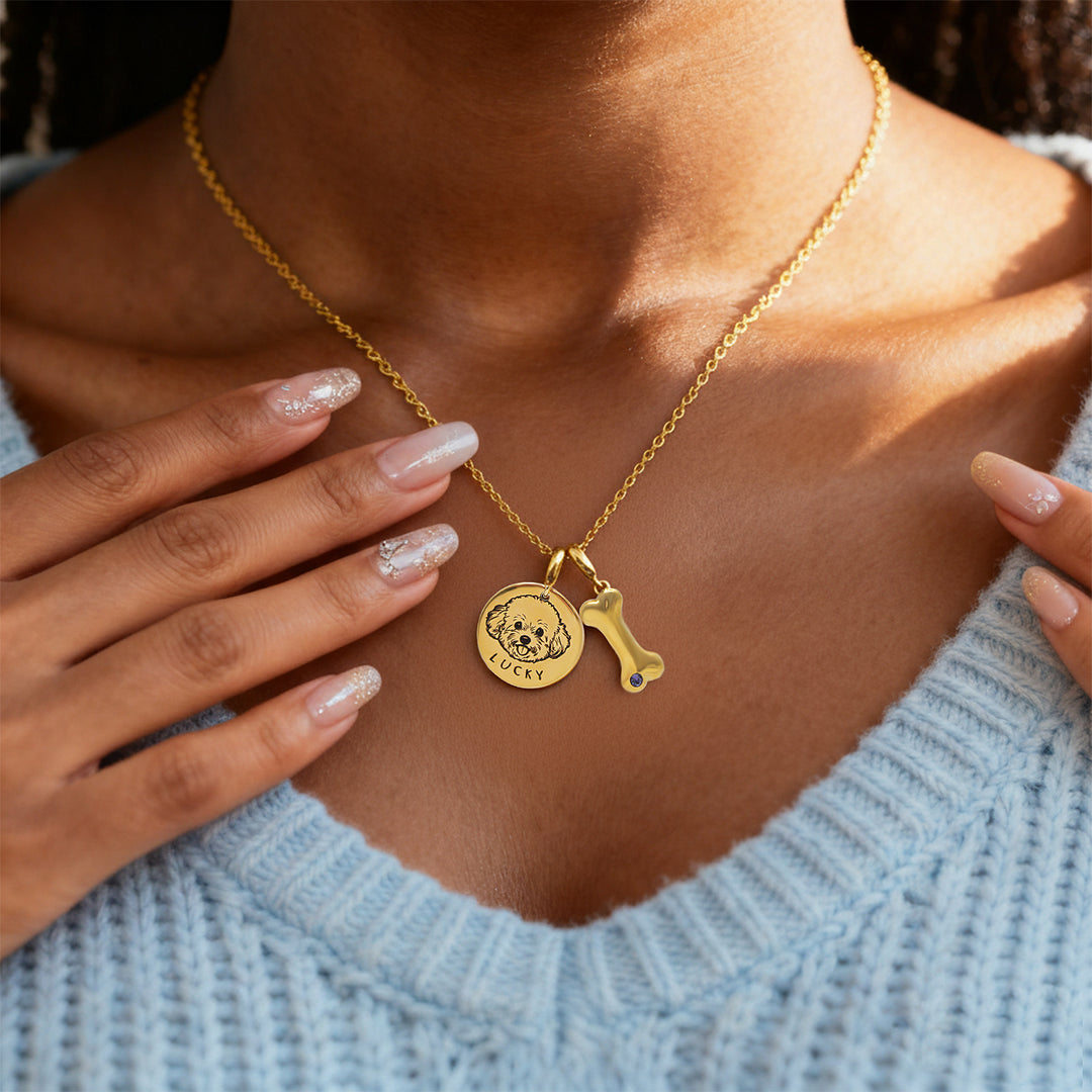 Personalized Pet Photo Name & Birthstone Necklace