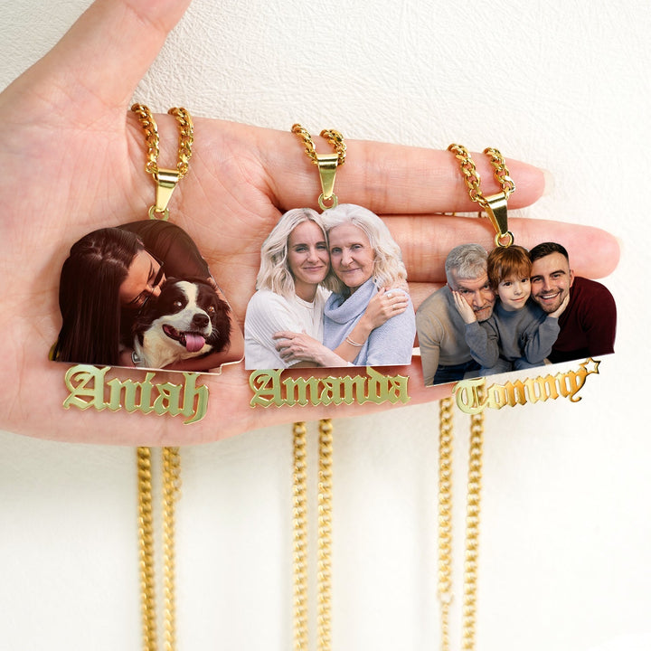 Personalized Color Photo and Name Locket Necklace