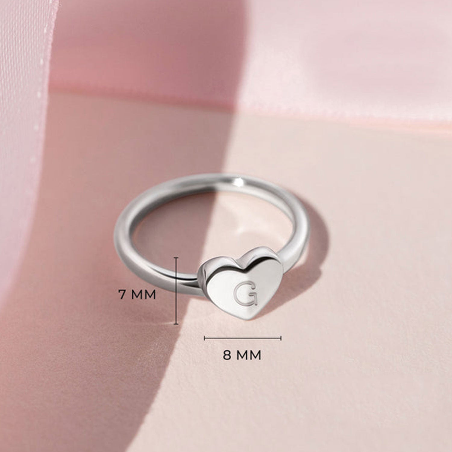 Monogram Heart Personalized Initial Girls Ring