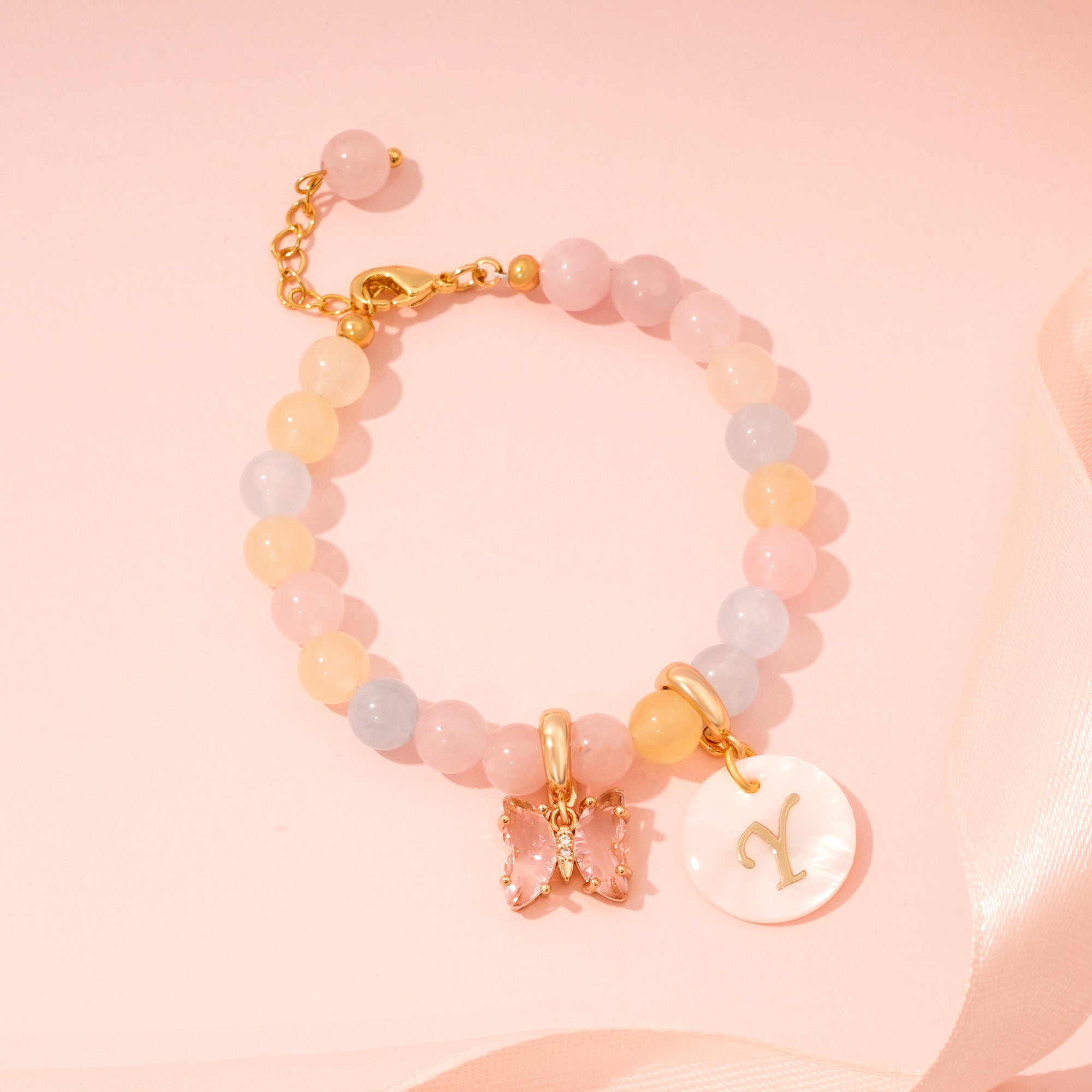 Candy Jade Personalized Baby Initial and Birthstone Bracelet