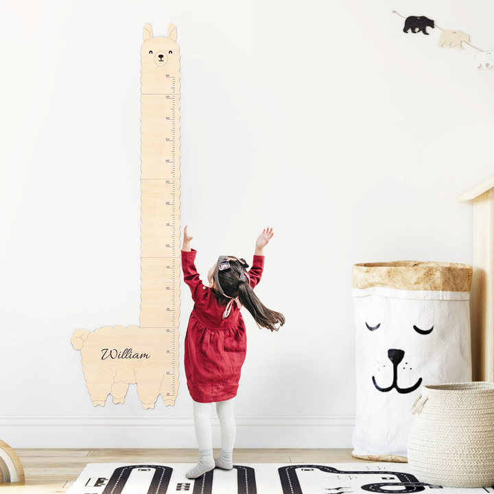 Personalized Name Wooden Growth Chart - Alpaca