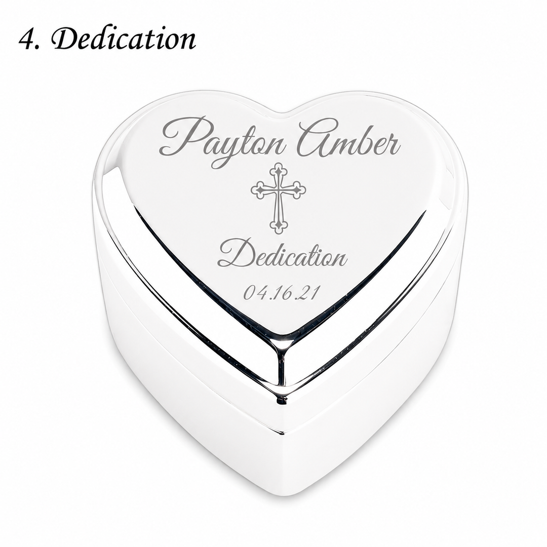 Personalized Baby Baptism or Christening Heart Jewelry Box