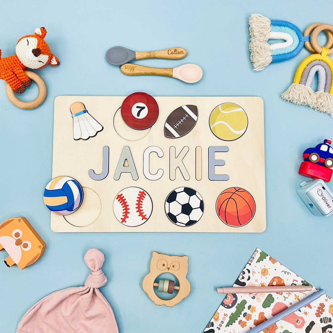 Personalized Wooden Baby Name Puzzle with Balls