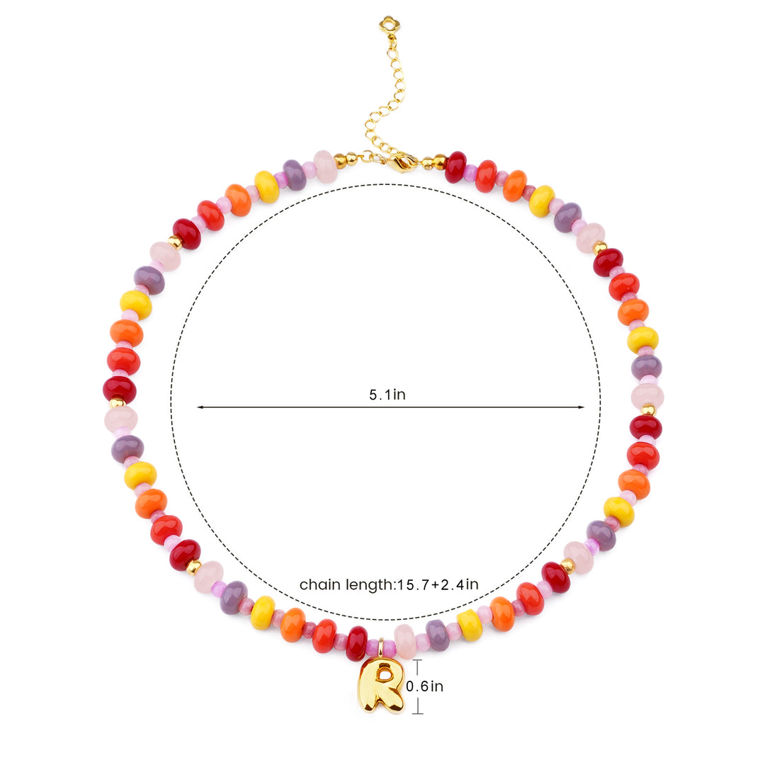 Personalized Initial Girls Colorful Beads Necklace