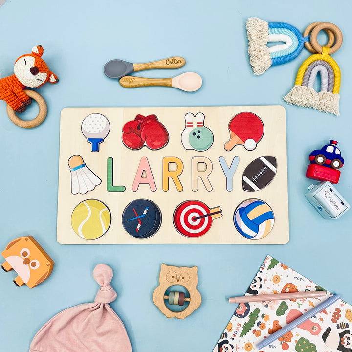 Personalized Wooden Baby Name Puzzle with Balls