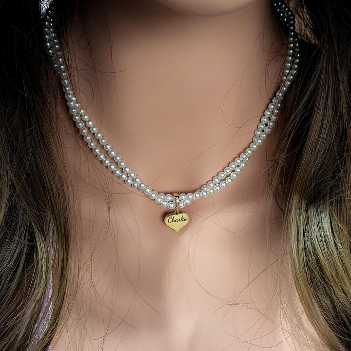 Engravable Double Strand Pearl Necklace for Girls