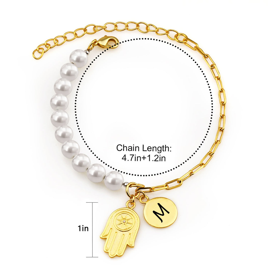 Pearl Chain Combined With Letter Bracelet