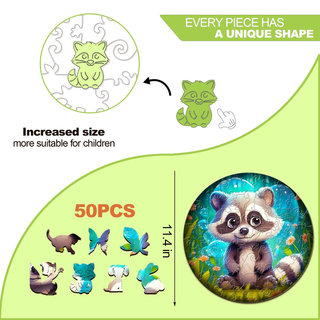 Children's Wooden Puzzle-Raccoon