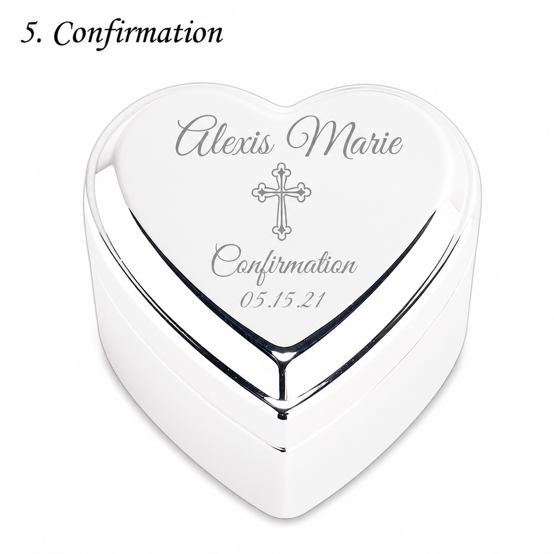 Personalized Baby Baptism or Christening Heart Jewelry Box