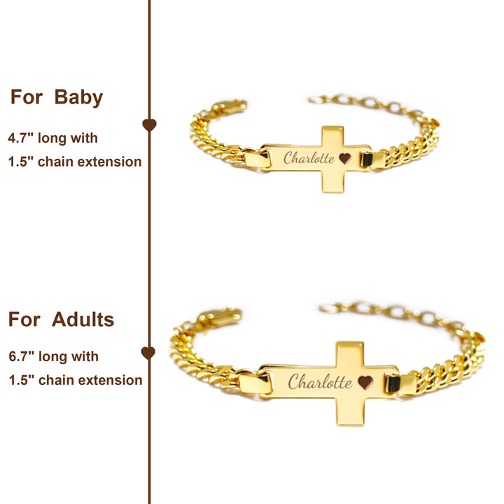 Bracelet croix personnalisé avec nom pour enfant