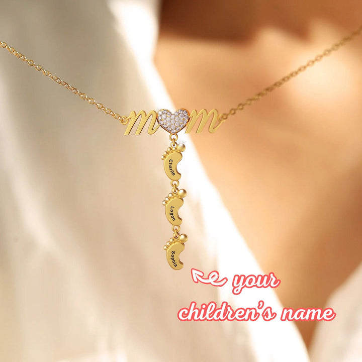 S925 Personalized Mother's Day Necklace With Baby Feet